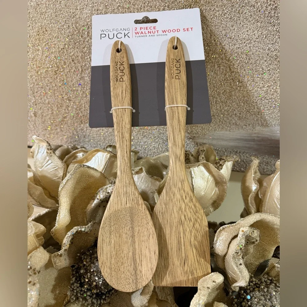 Wolfgang Puck Walnut Wood Turner and Spoon Set